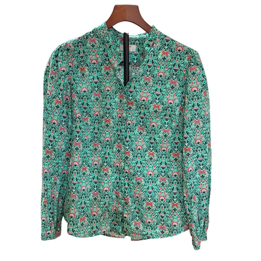 Snazzy UNTUCKit For Her Regina Teal Pink Floral Damask Button Down Shirt Size 6